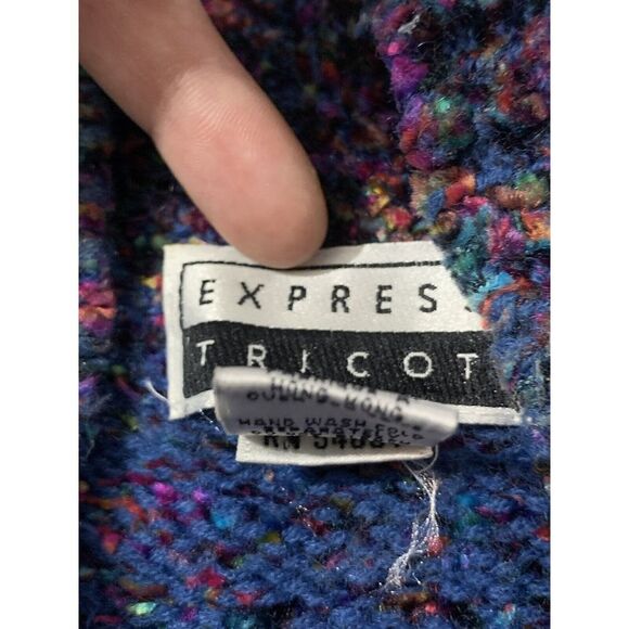 Vintage Express Tricot Women's Sweater Rainbow Lambs Wool Blend Size M Mock Neck - Picture 13 of 14